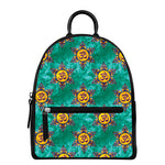 Boho Om Sign Pattern Print Leather Backpack