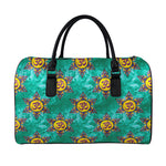 Boho Om Sign Pattern Print Leather Duffle Bag