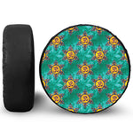 Boho Om Sign Pattern Print Leather Spare Tire Cover