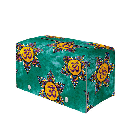 Boho Om Sign Pattern Print Leather Tissue Box Cover