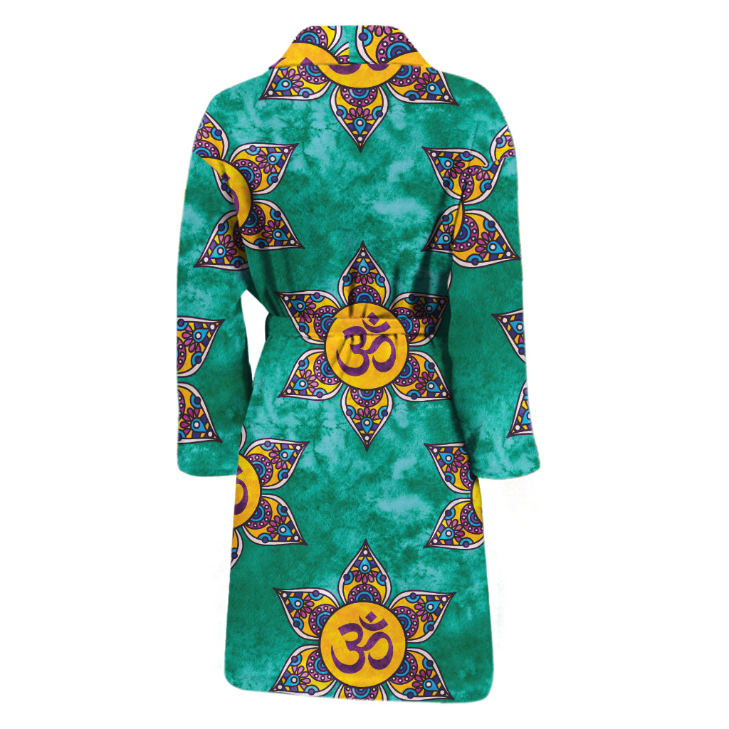 Boho Om Sign Pattern Print Men's Bathrobe
