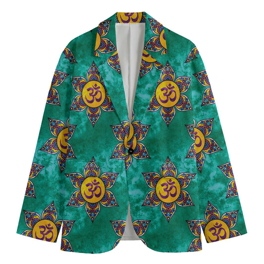 Boho Om Sign Pattern Print Men's Cotton Blazer