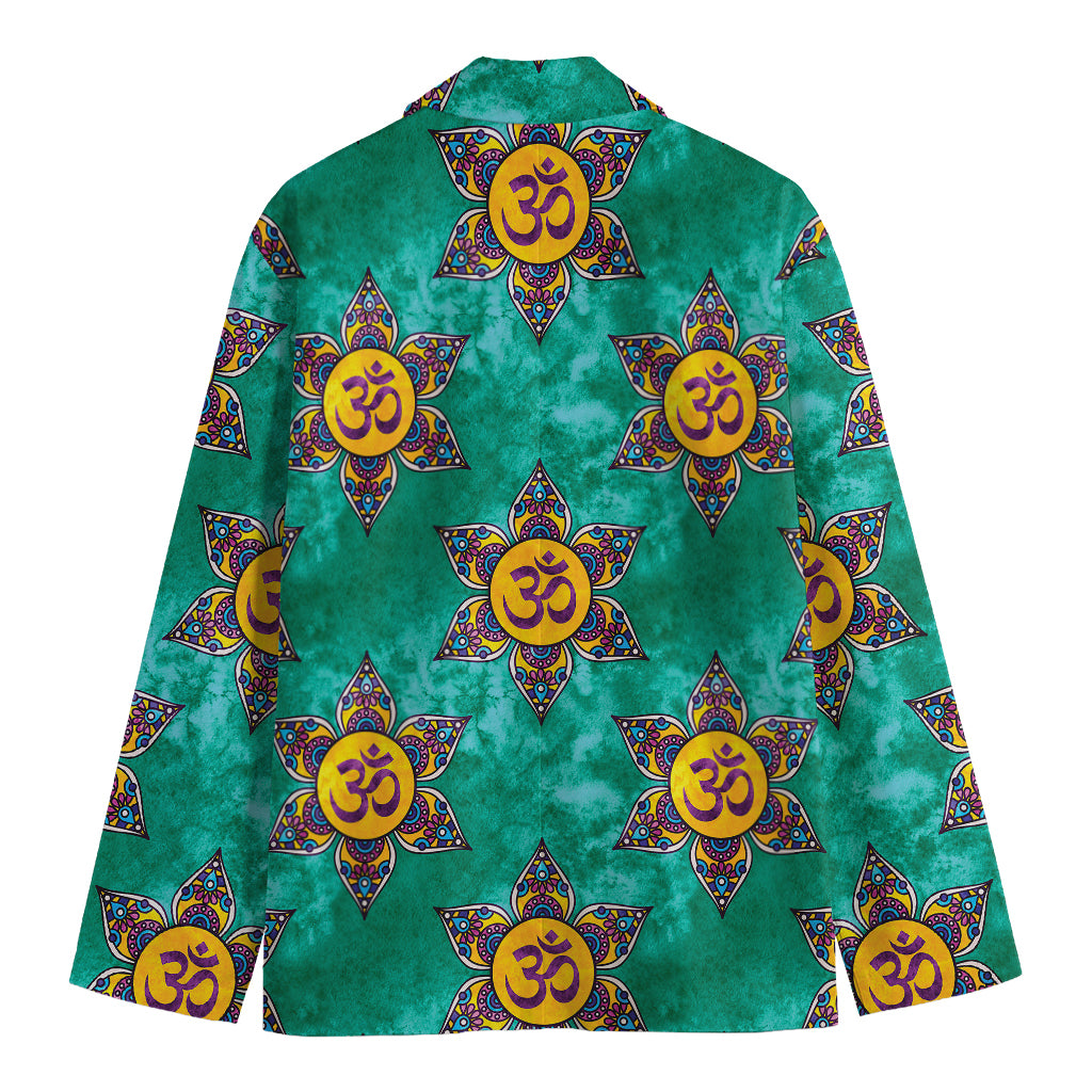 Boho Om Sign Pattern Print Men's Cotton Blazer