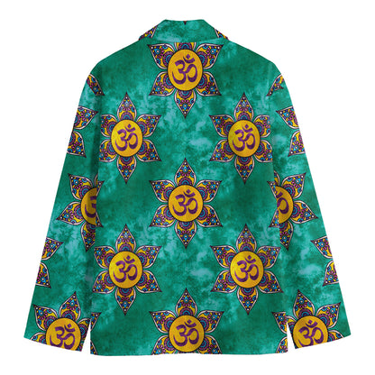 Boho Om Sign Pattern Print Men's Cotton Blazer