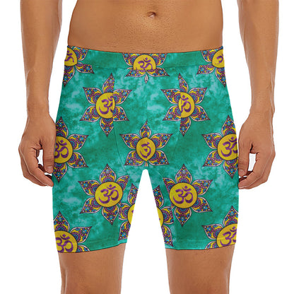 Boho Om Sign Pattern Print Men's Long Boxer Briefs