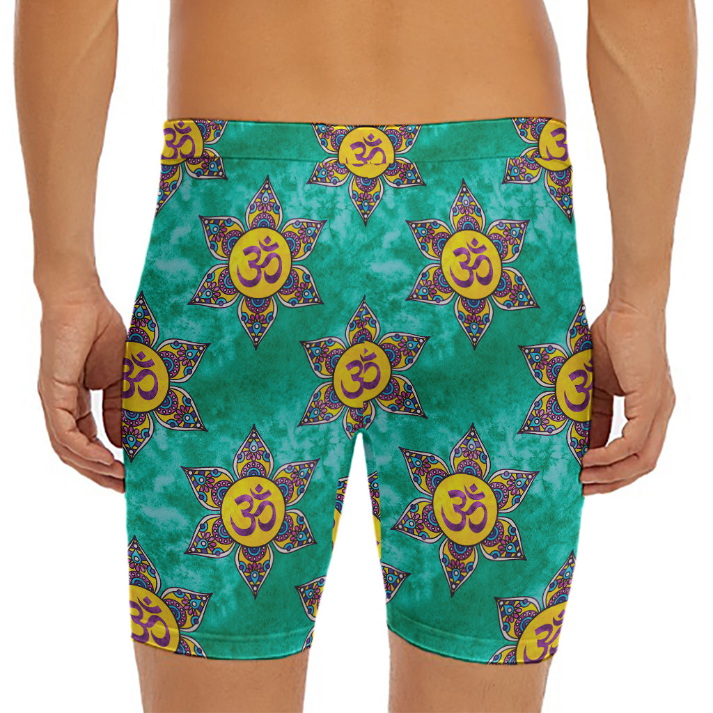 Boho Om Sign Pattern Print Men's Long Boxer Briefs