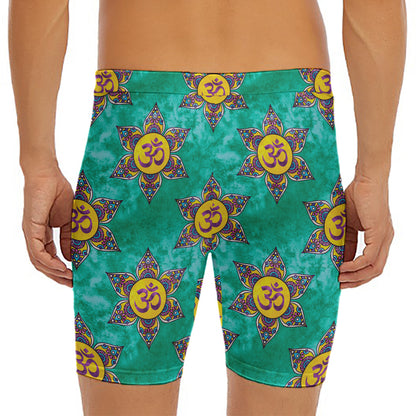 Boho Om Sign Pattern Print Men's Long Boxer Briefs