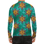 Boho Om Sign Pattern Print Men's Long Sleeve Rash Guard