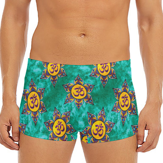 Boho Om Sign Pattern Print Men's Short Boxer Briefs