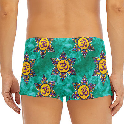 Boho Om Sign Pattern Print Men's Short Boxer Briefs
