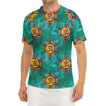Boho Om Sign Pattern Print Men's Short Sleeve Rash Guard