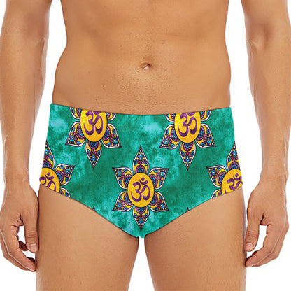 Boho Om Sign Pattern Print Men's Triangle Swim Briefs