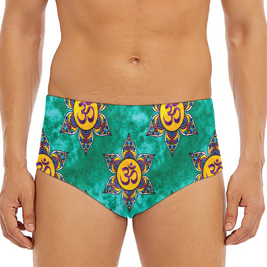 Boho Om Sign Pattern Print Men's Triangle Swim Briefs