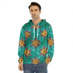 Boho Om Sign Pattern Print Men's Velvet Pullover Hoodie