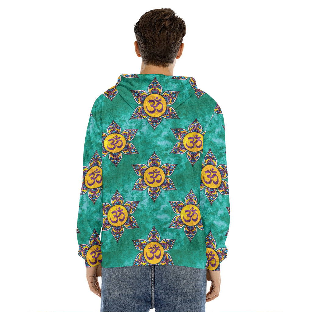 Boho Om Sign Pattern Print Men's Velvet Pullover Hoodie