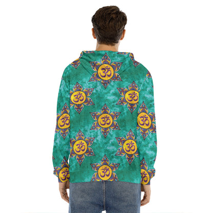 Boho Om Sign Pattern Print Men's Velvet Pullover Hoodie