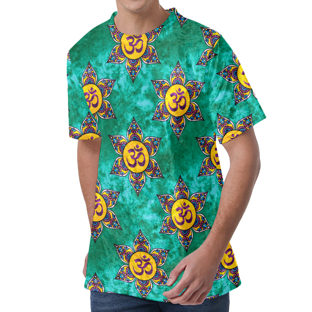 Boho Om Sign Pattern Print Men's Velvet T-Shirt
