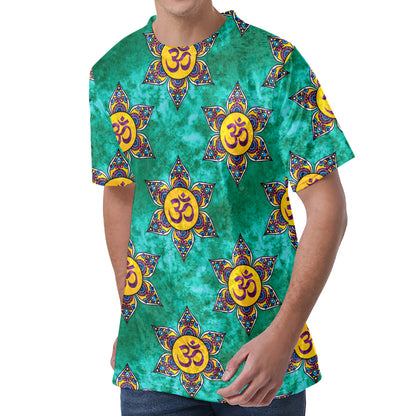 Boho Om Sign Pattern Print Men's Velvet T-Shirt