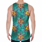 Boho Om Sign Pattern Print Men's Velvet Tank Top