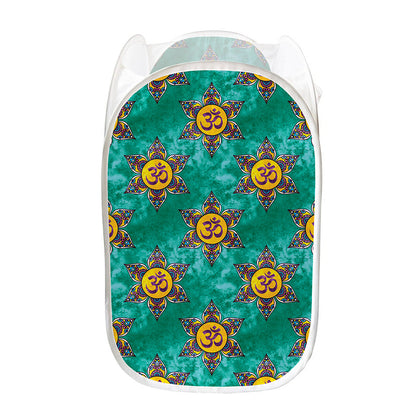 Boho Om Sign Pattern Print Mesh Laundry Hamper