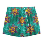 Boho Om Sign Pattern Print Mesh Shorts