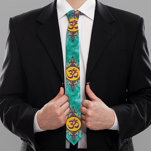 Boho Om Sign Pattern Print Necktie