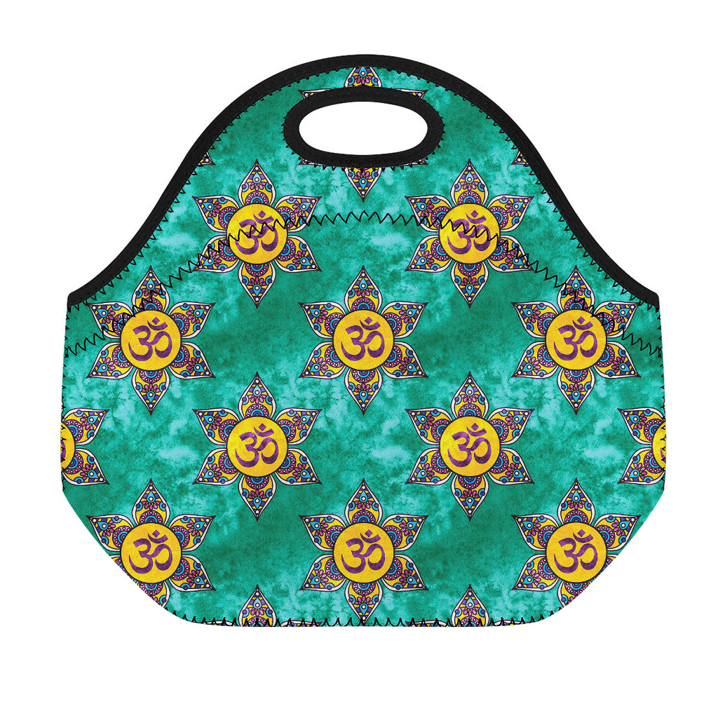 Boho Om Sign Pattern Print Neoprene Lunch Bag