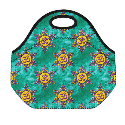 Boho Om Sign Pattern Print Neoprene Lunch Bag