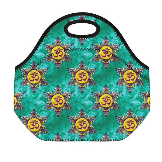 Boho Om Sign Pattern Print Neoprene Lunch Bag