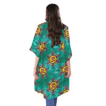 Boho Om Sign Pattern Print Open Front Beach Cover Up