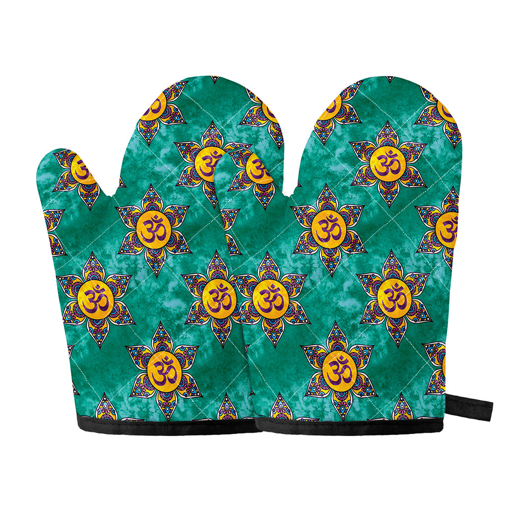 Boho Om Sign Pattern Print Oven Mitts