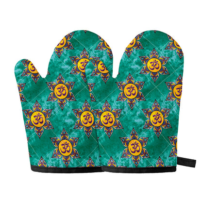 Boho Om Sign Pattern Print Oven Mitts