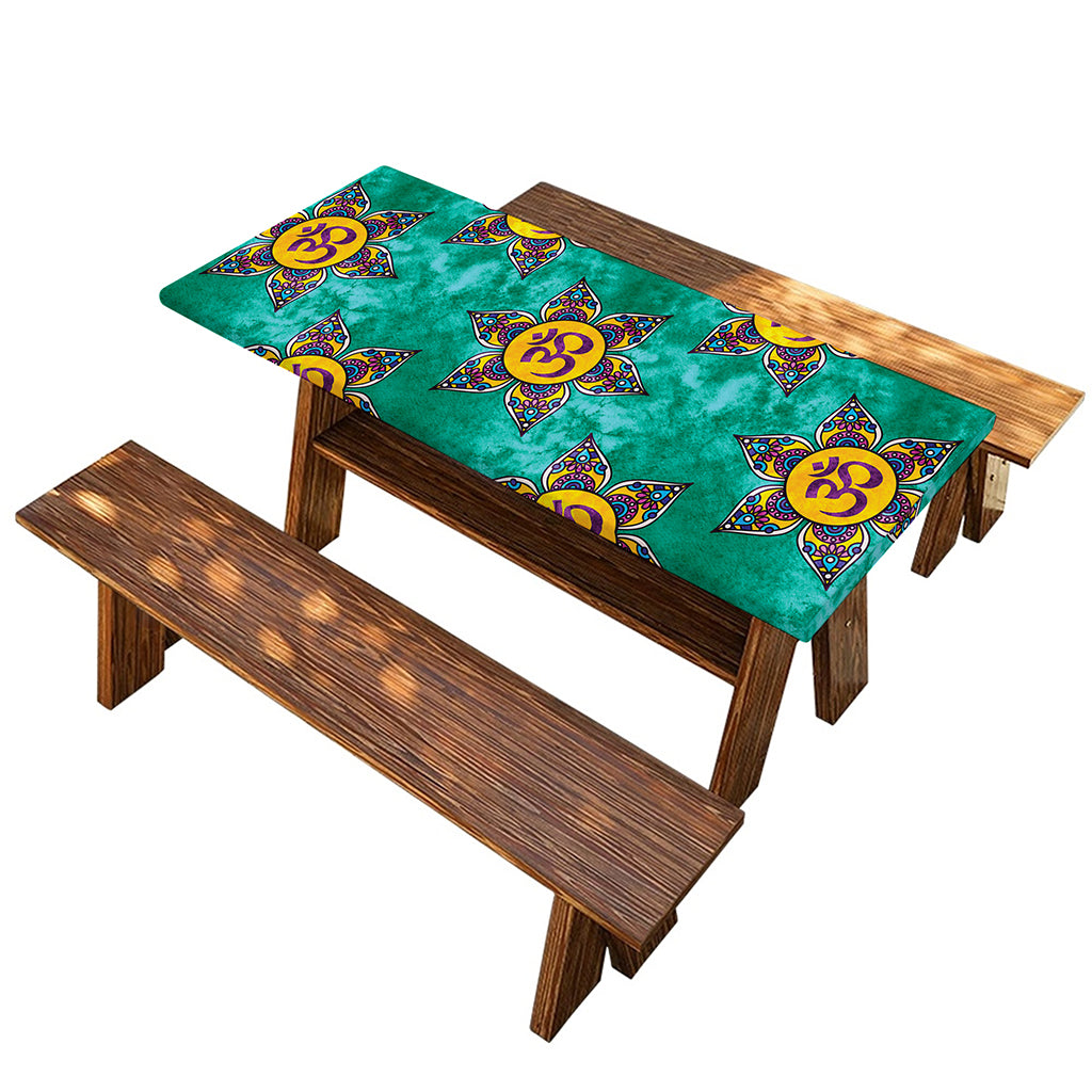 Boho Om Sign Pattern Print Picnic Table Cover