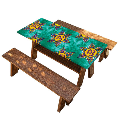 Boho Om Sign Pattern Print Picnic Table Cover