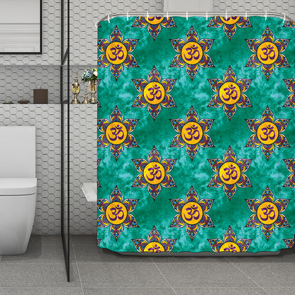 Boho Om Sign Pattern Print Polyester Shower Curtain