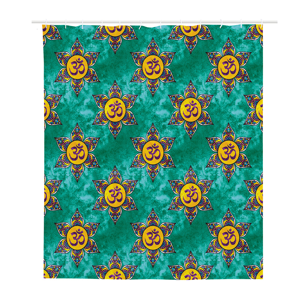 Boho Om Sign Pattern Print Polyester Shower Curtain