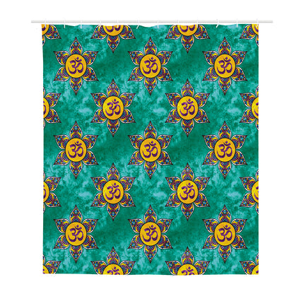 Boho Om Sign Pattern Print Polyester Shower Curtain