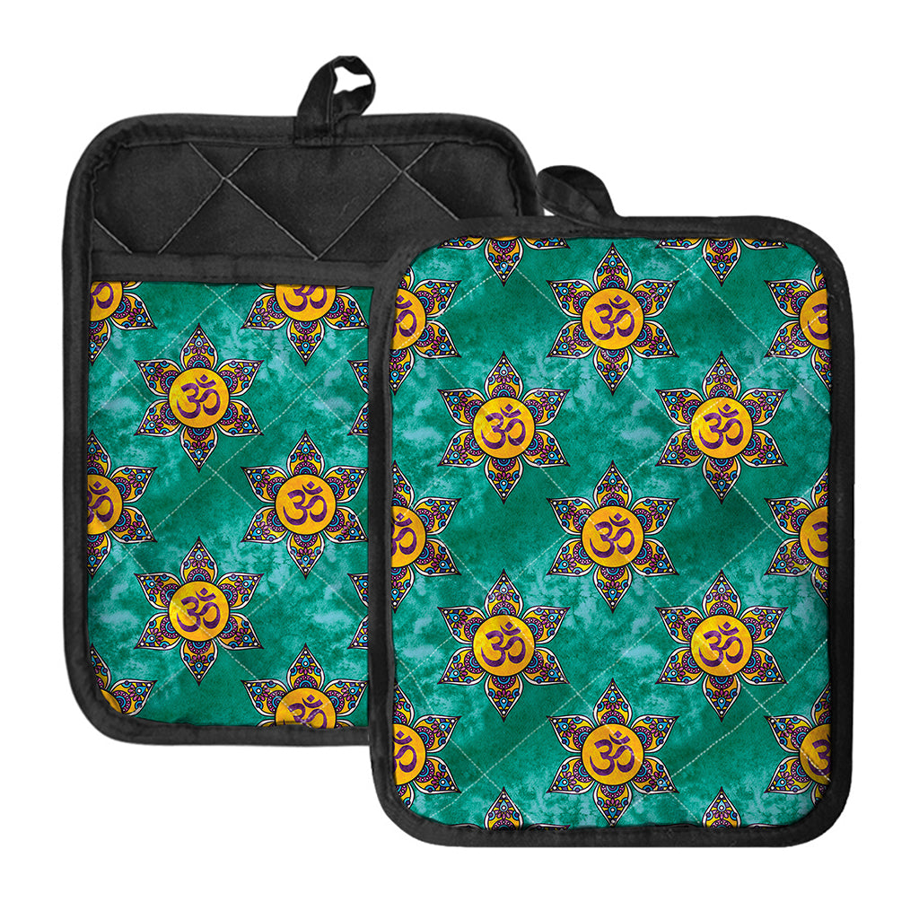 Boho Om Sign Pattern Print Pot Holders With Pocket