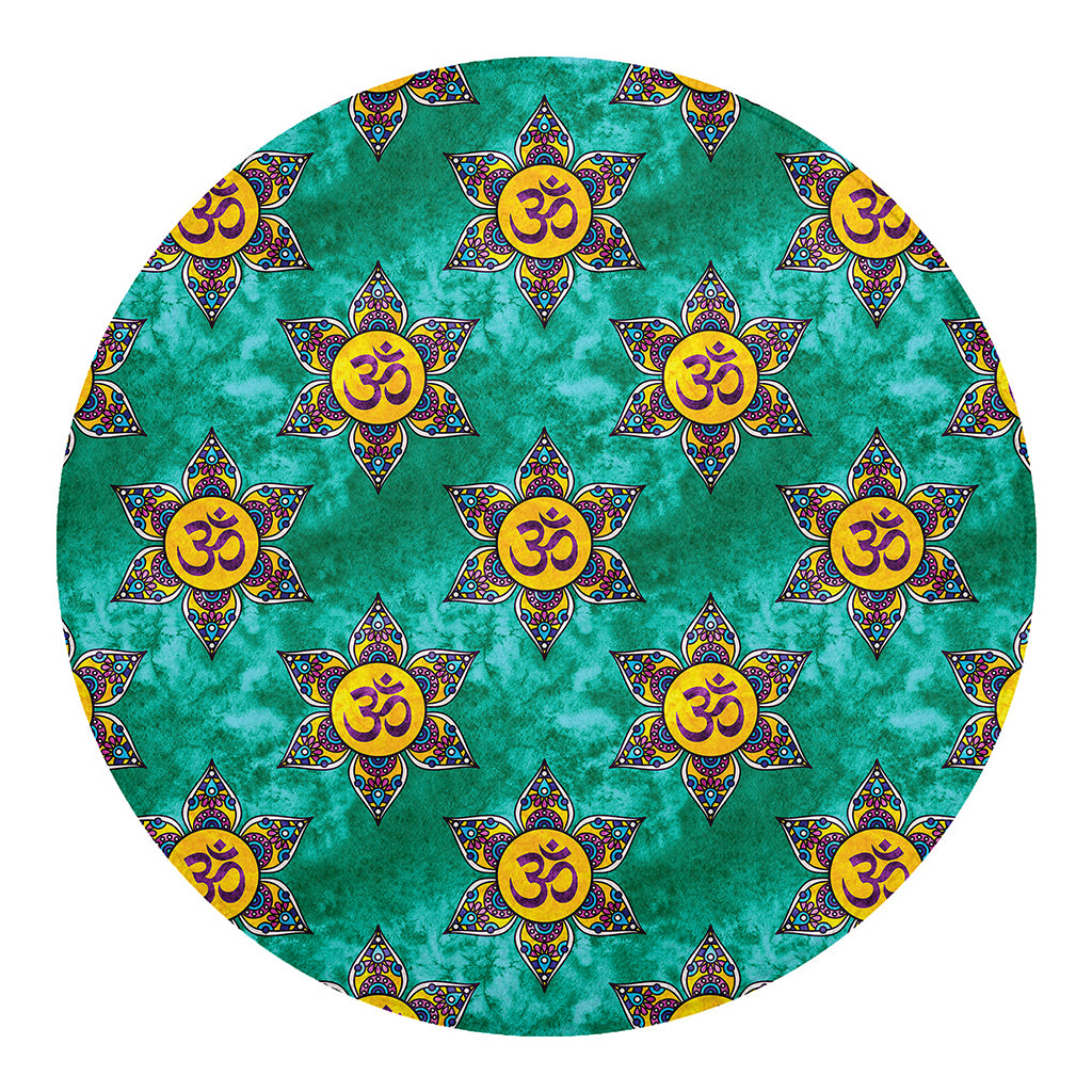 Boho Om Sign Pattern Print Round Blanket