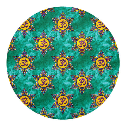 Boho Om Sign Pattern Print Round Blanket