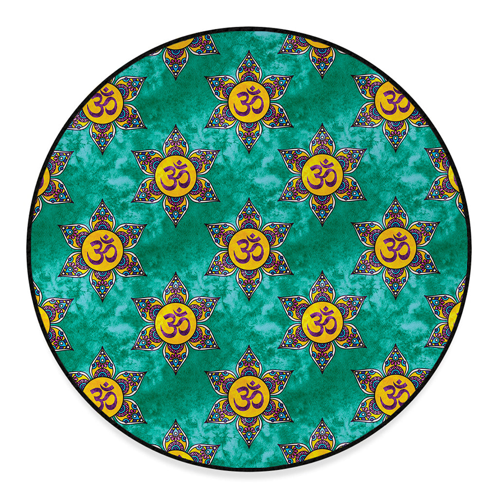 Boho Om Sign Pattern Print Round Floor Mat