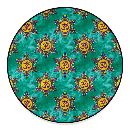 Boho Om Sign Pattern Print Round Floor Mat