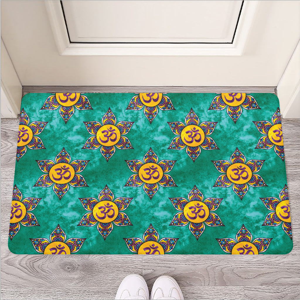 Boho Om Sign Pattern Print Rubber Doormat