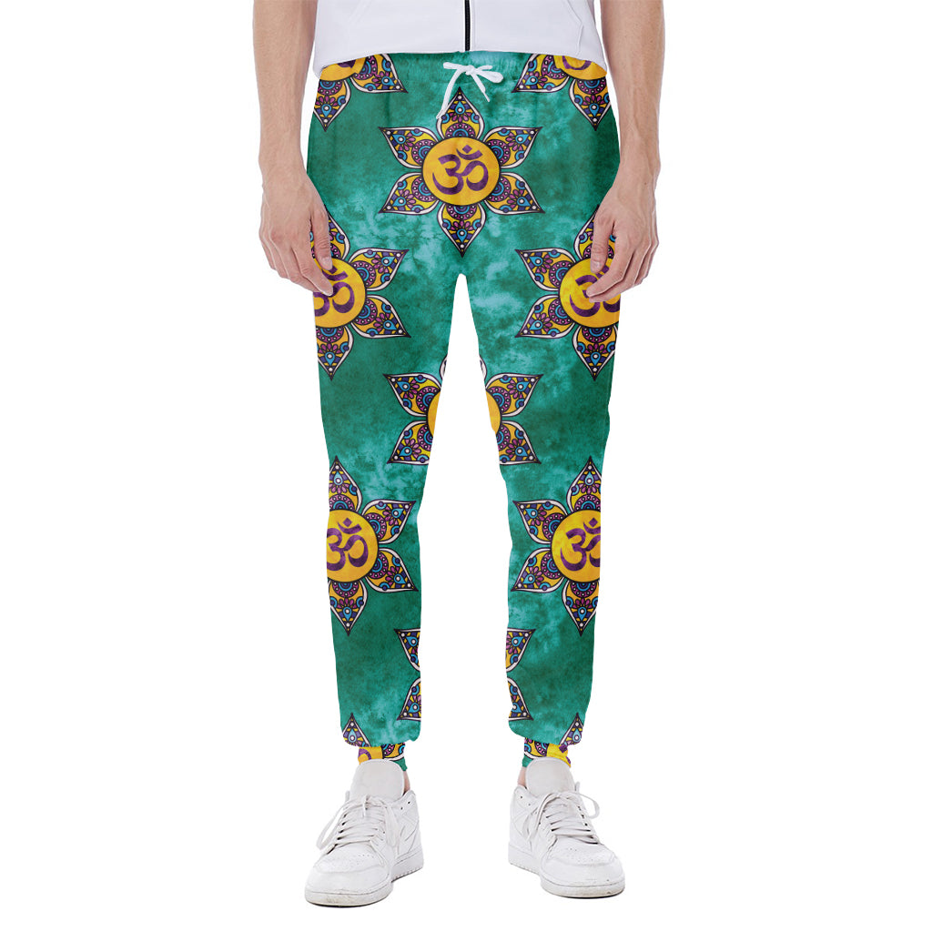 Boho Om Sign Pattern Print Scuba Joggers