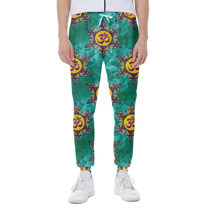 Boho Om Sign Pattern Print Scuba Joggers