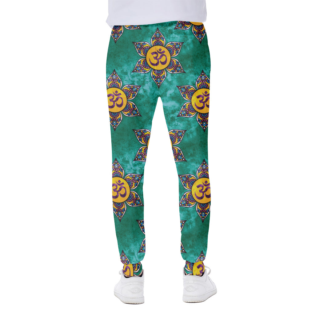 Boho Om Sign Pattern Print Scuba Joggers