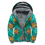 Boho Om Sign Pattern Print Sherpa Lined Zip Up Hoodie