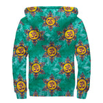 Boho Om Sign Pattern Print Sherpa Lined Zip Up Hoodie