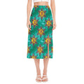 Boho Om Sign Pattern Print Side Slit Midi Skirt