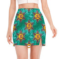 Boho Om Sign Pattern Print Side Slit Mini Skirt